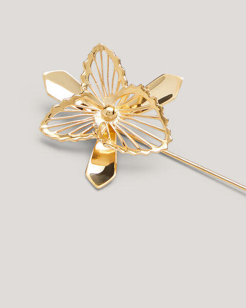 Gold Metal Orchid Flower Lapel Pin